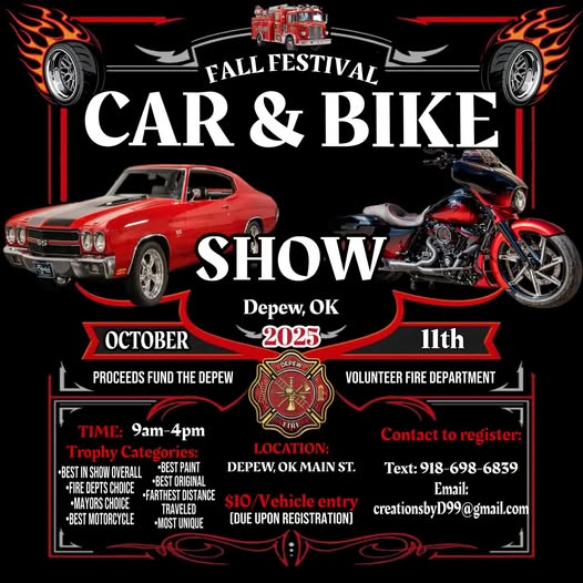 Fall Festival Car & Bike Show event at Depew Main St. in Depew, OK on October 11, 2025