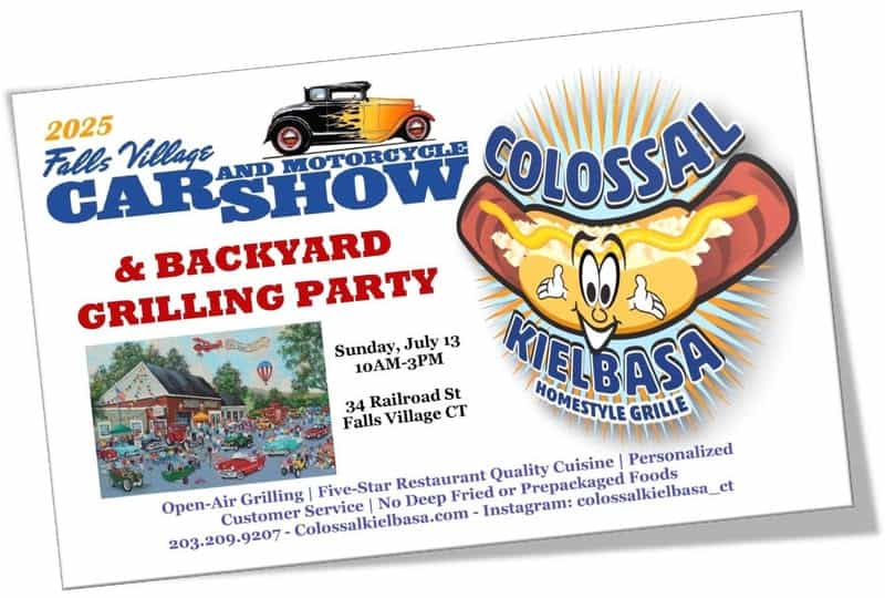 Falls Village Car and Motorcycle Colossal Car Show & Backyard Grilling Party event at 34 Railroad St in Falls Village, CT on July 13, 2025
