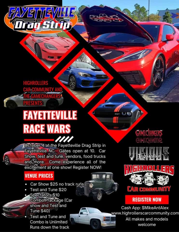 Fayetteville Race Wars event at 4480 Doc Bennett Rd in Fayetteville, NC on October 4, 2025