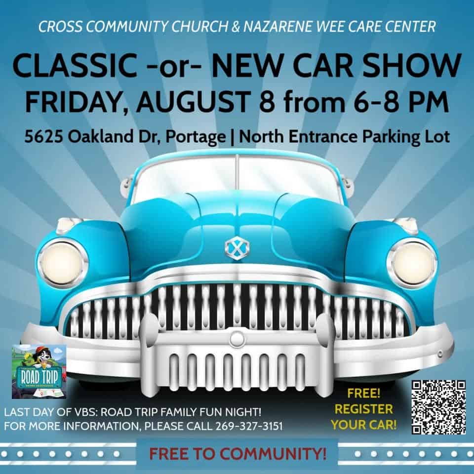 FREE Family Fun Night + Car Show event at 5636 Oakland Dr in Portage, MI on August 8, 2025