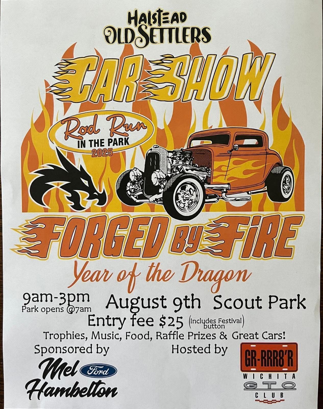 Halstead Old Settlers Car Show event at Scout Park in Halstead, KS on August 9, 2025