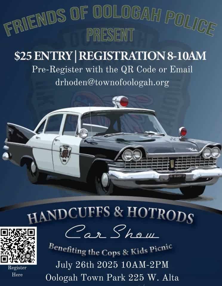 Handcuffs and Hotrods Car Show event at 225 West Alta in Oologah, OK on July 26, 2025