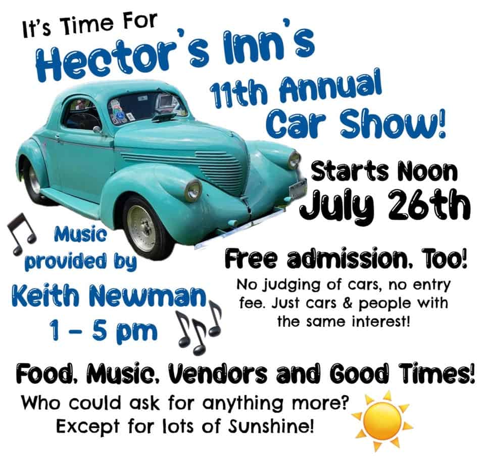 Hectors Inn's 11th Annual Car Show event at 14 Dr Duggan Rd in Bethel, NY on July 26, 2025