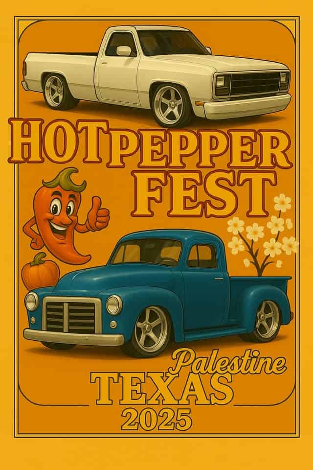 Hot Pepper Fest Car Show event at 825 W Spring St in Palestine, TX on October 25, 2025