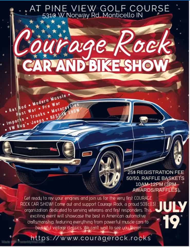 Inaugural Courage Rock Car & Bike Show event at 5310 Norway Road in Norway, IN on July 19, 2025