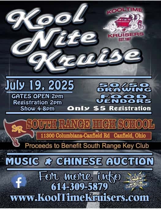 Kool Nite Kruise event at South Range High School in Canfield, OH on July 19, 2025