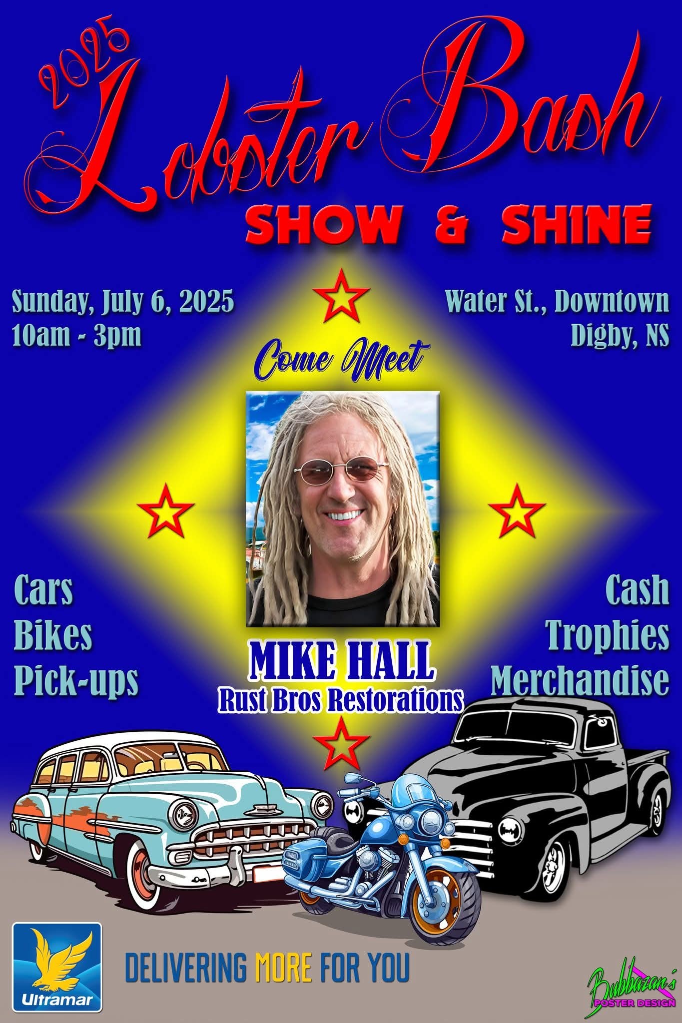 Loboter Bach Show & Shine event at Water St. in Digby, NS on July 6, 2025