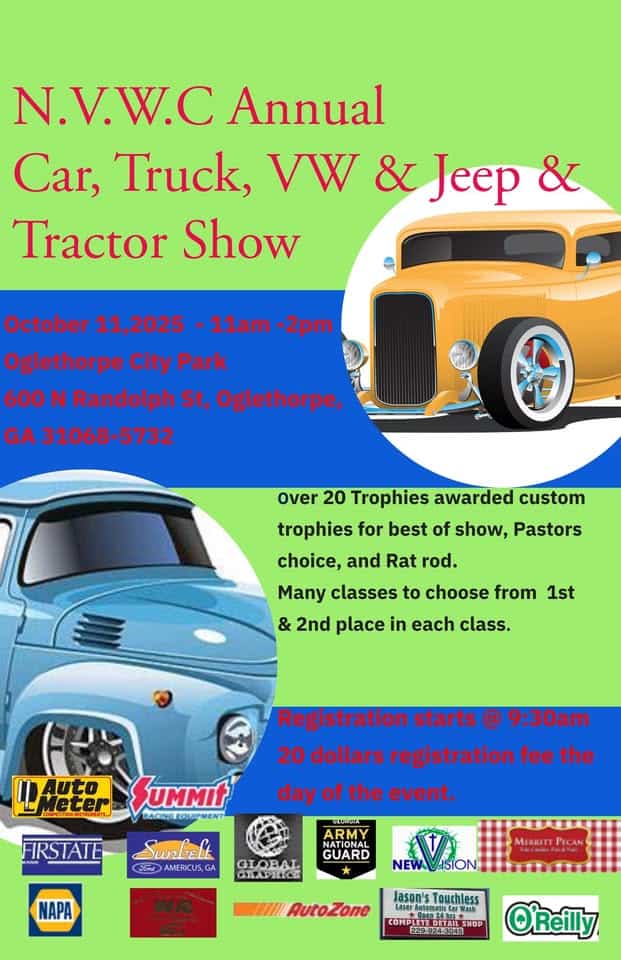 N.V.W.C Annual Car Show event at 600 N Randolph St in Oglethorpe, GA on October 11, 2025