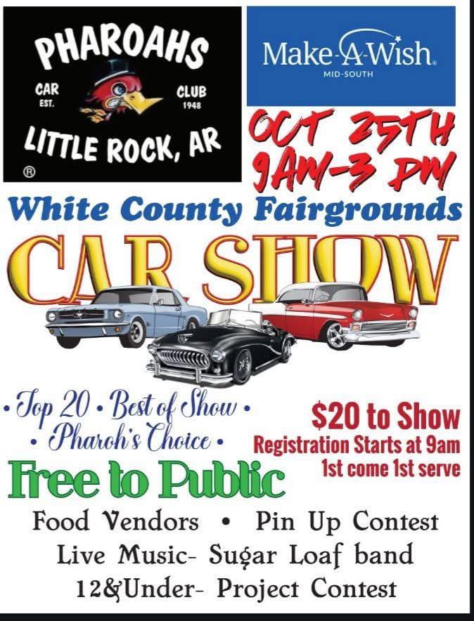 White County Fairgrounds Car Show event at White County Fairgrounds in Searcy, AR on October 25, 2025