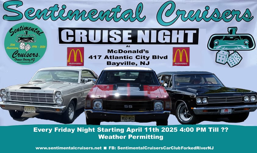 Sentimental Cruisers Cruise Night event at McDonald's in Bayville, NJ on April 11, 2025