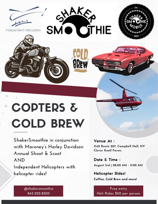 Copters & Cold Brews event at Clover Knoll Farms in Campbell Hall, NY on August 3, 2025