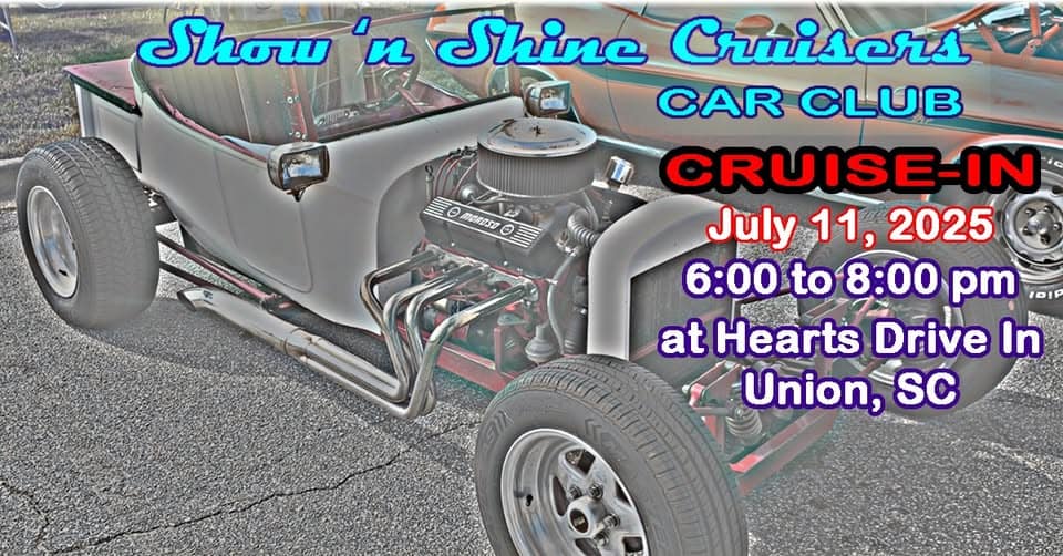 Show 'n Shine Cruisers Car Club CRUISE IN event at 7166 Open Hearth Dr in Kernersville, NC on July 11, 2025