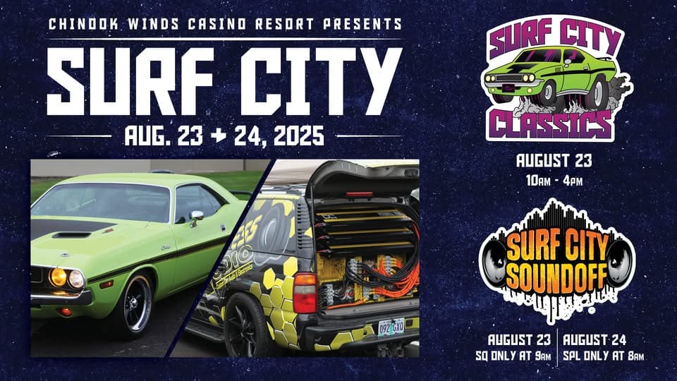 Surf City Car Show at Chinook Winds Casino Resort event at 1777 Nw 44Th St in Lincoln City, OR on August 23, 2025