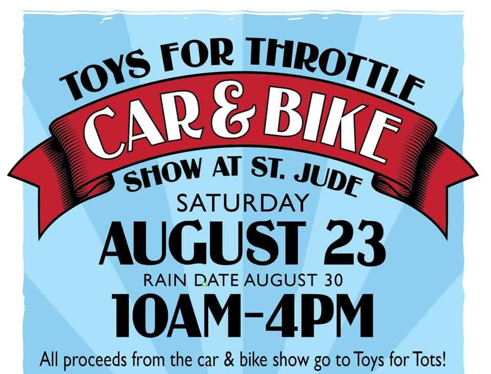 Toys For Throttle Car & Bike Show at St. Jude, plus a Shopping Extravaganza! event at 38 Maxim Dr in Hopatcong, NJ on August 23, 2025