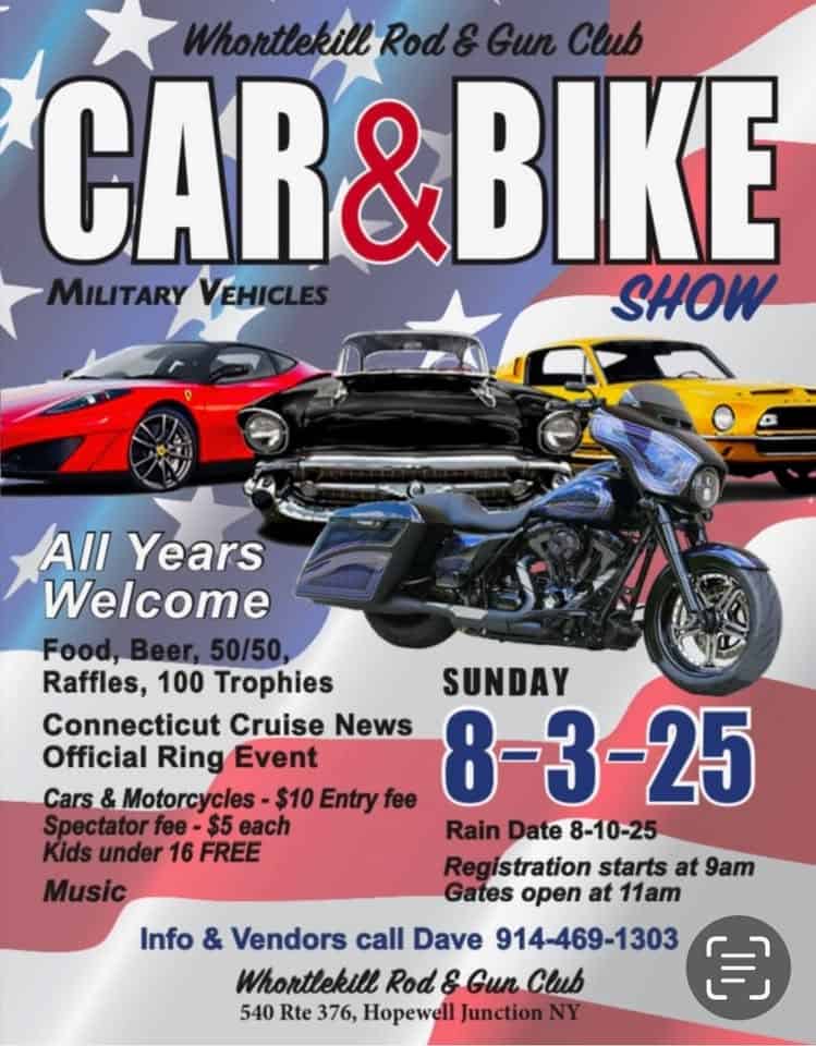 Whortlekill Rod & Gun Club Car & Bike Show event at 540 Rt-376 in Hopewell Junction, NY on August 3, 2025