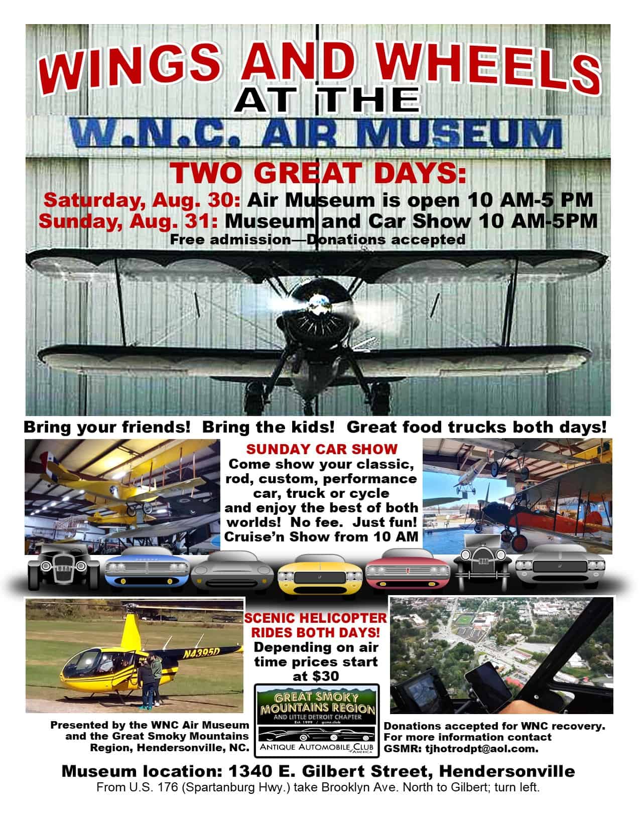 Wings and Wheels at the WNC Air Museum event at WNC Air Museum in Hendersonville, NC on August 30, 2025