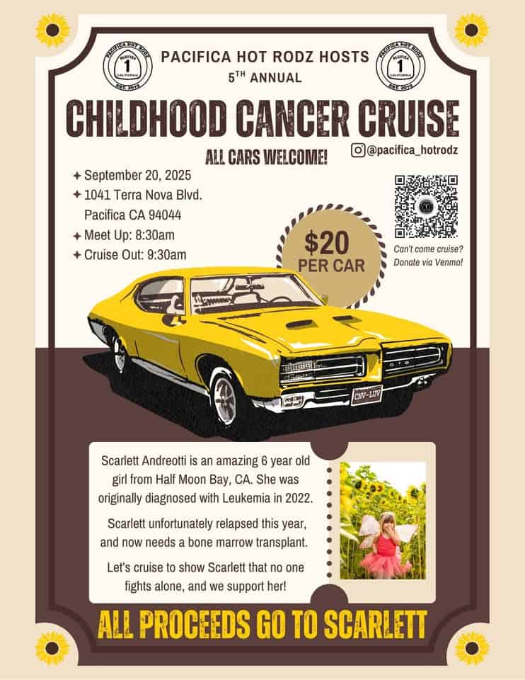 5th Annual Childhood Cancer Cruise event at 1041 Terra Nova Blvd. in Pacifica, CA on September 20, 2025