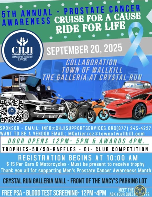 5th Annual Prostate Cancer Awareness Cruise For A Cause event at Crystal Run Galleria Mall in Wallkill, NY on September 20, 2025