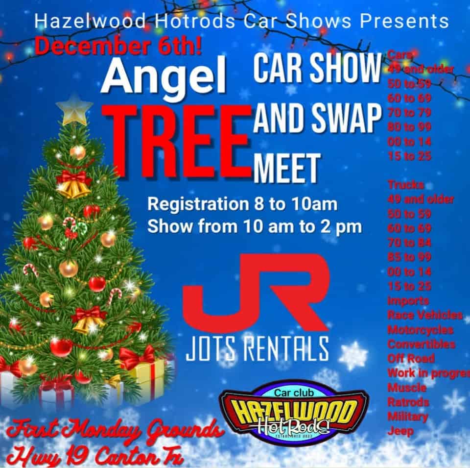 Angel Tree Fundraiser Car Show at Lewis Auto Swap Meet event at Highway 19 in Canton, TX on December 6, 2025