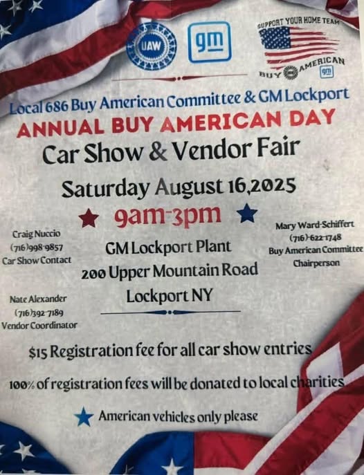 Annual Buy American Day Car Show & Vendor Fair event at GM Lockport Plant in Lockport, NY on August 16, 2025
