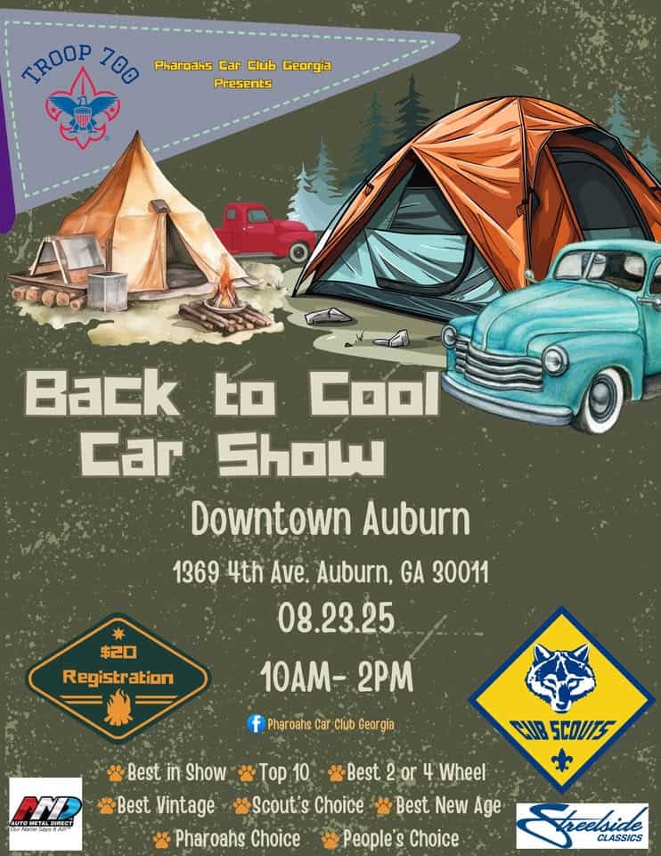 Back to cool car and bike show event at 1369 4Th Avenue in Auburn, GA on August 23, 2025