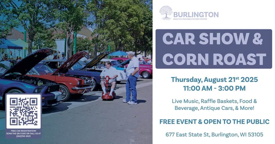 Burlington Car Show & Corn Roast event at 677 E State St in Burlington, WI on August 21, 2025