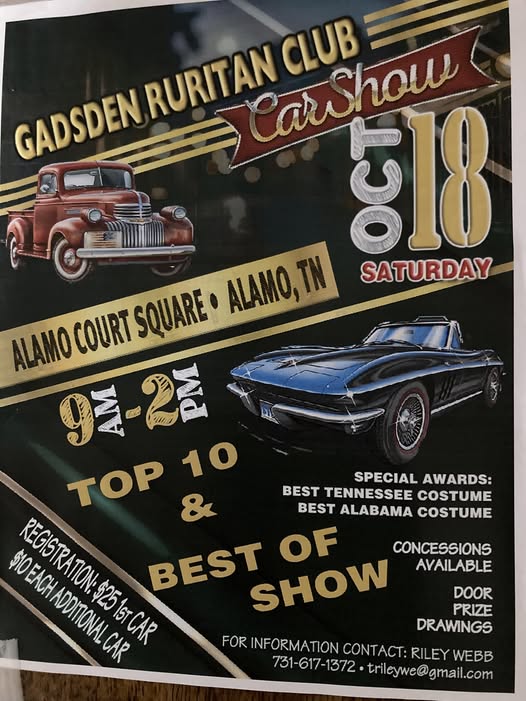 Car Show event at Alamo Court Square in Alamo, TN on October 1, 2025