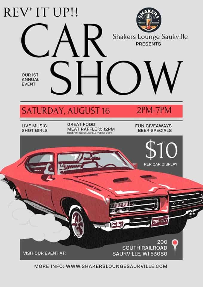 Car Show event at 200 S. Railroad St. in Saukville, WI on August 16, 2025