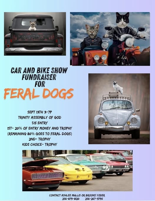 Chevrolet Car and Bike Show Fundraiser for Feral Dogs event at Trinity Assembly of God in Sylacauga, AL on September 13, 2025