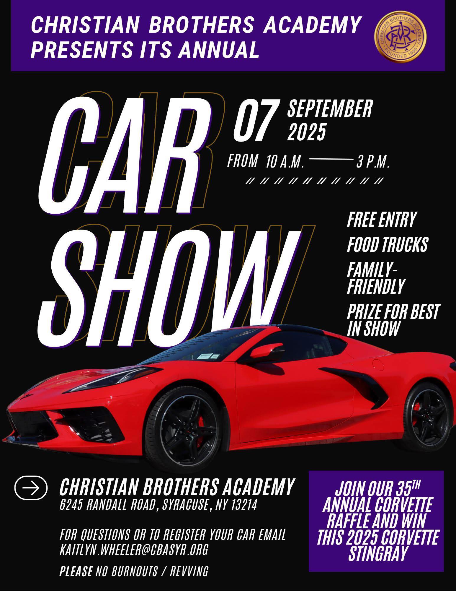 Christian Brothers Academy Car Show event at Christian Brothers Academy in Syracuse, NY on September 7, 2025