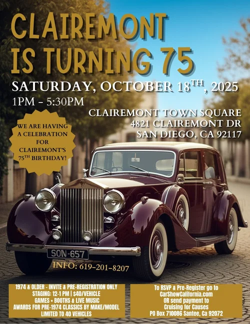 Clairemont Is Turning 75 event at Clairemont Town Square in San Diego, CA on October 18, 2025