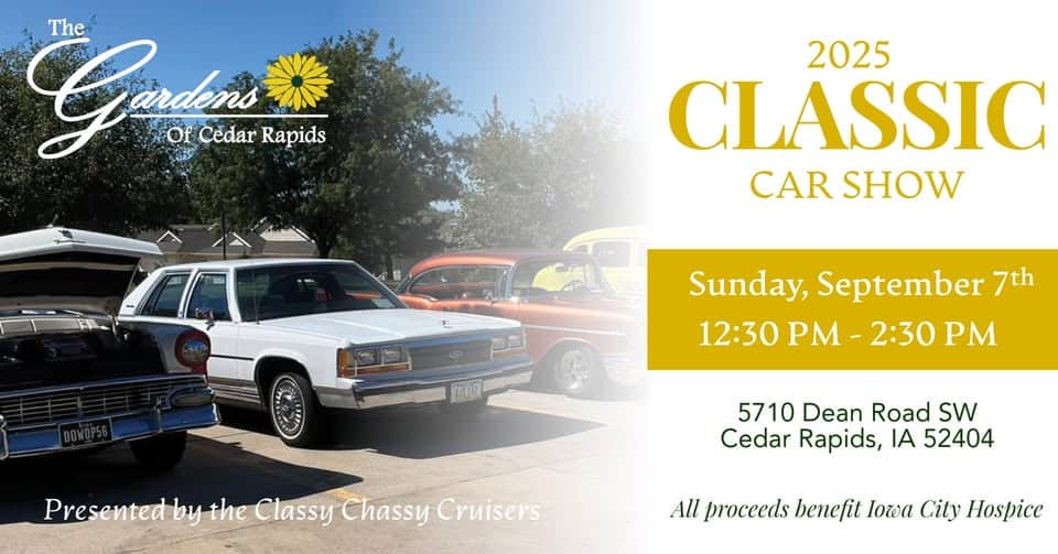 Classic Car Show event at 5710 Dean Rd Sw in Cedar Rapids, IA on September 8, 2025