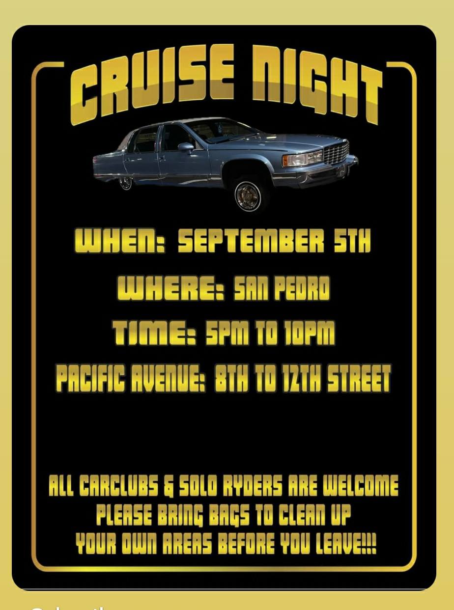 Cruise Night event at Pacific Avenue in San Pedro, CA on September 5, 2025