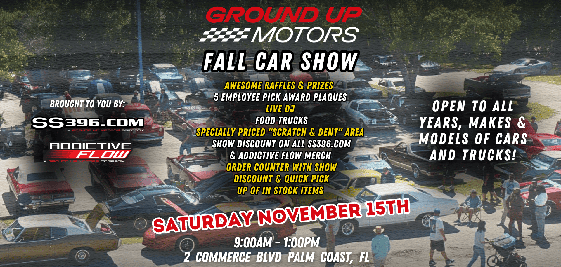 Fall Car Show event at Ground Up Motors in Palm Coast, FL on November 15, 2025