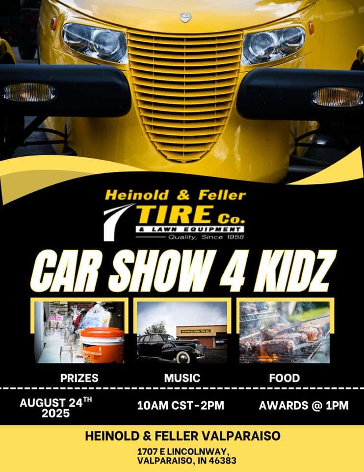 Heinold & Feller Car Show 4 Kidz event at 1707 E Lincolnway in Valparaiso, IN on August 24, 2025