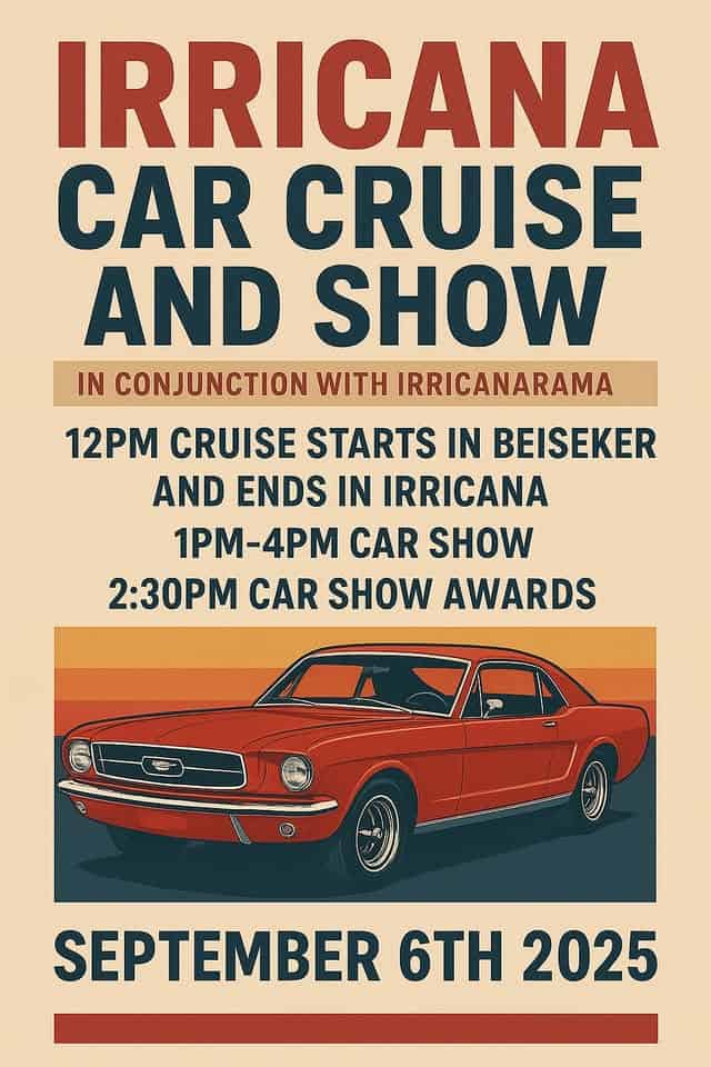 Irricana Car Cruise and Show event at 222 2Nd Street in Irricana, AB on September 6, 2025