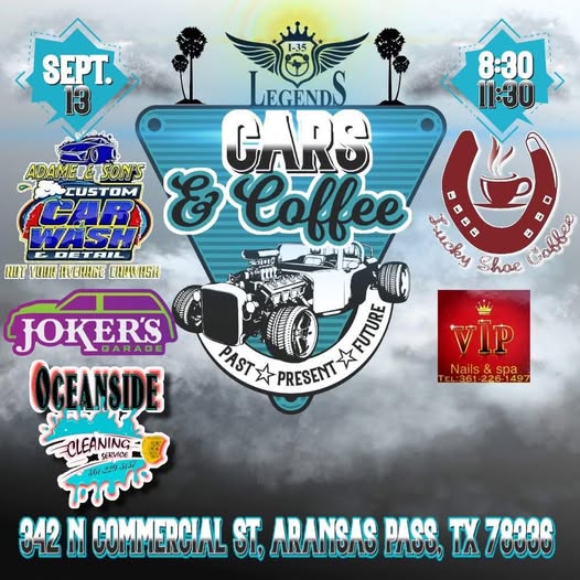 Legends Cars & Coffee event at Adam Tetetson's Custom Car Wash & Detail in Aransas Pass, TX on September 13, 2025