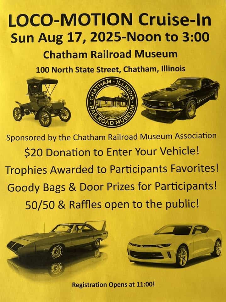 Loco-Motion Cruise-In event at 100 N State St in Chatham, IL on August 17, 2025