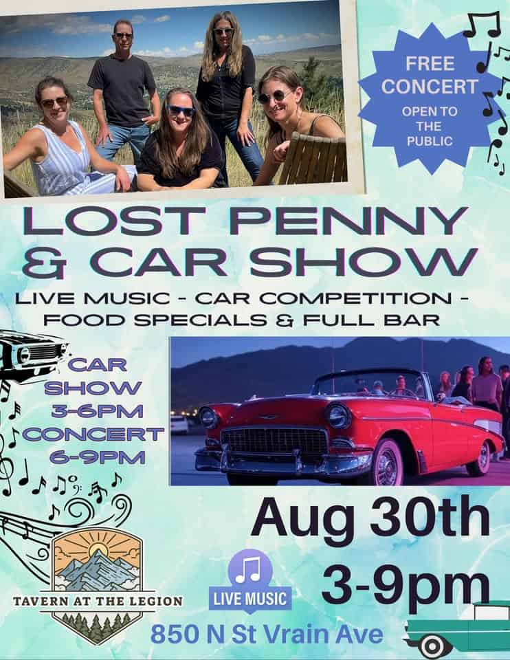 Lost Penny Band and Car show! event at 850 N St Vrain Ave in Estes Park, CO on August 30, 2025