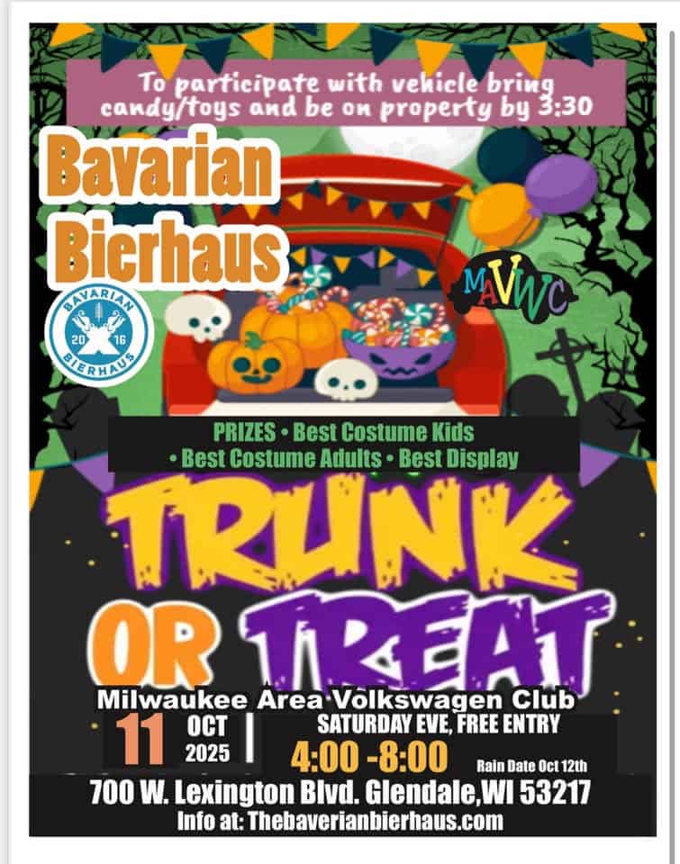 MAVWC Trunk or Treat event at 700 W Lexington Blvd in Glendale, WI on October 11, 2025