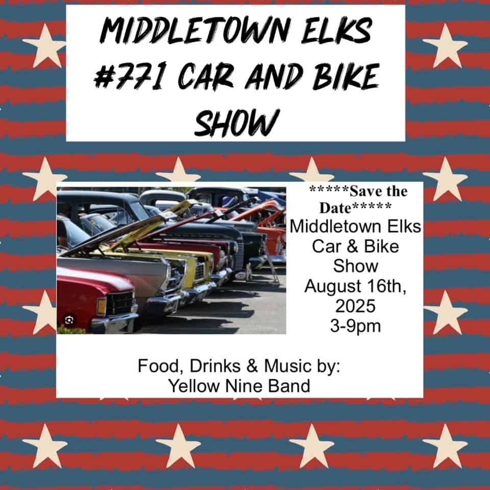 Middletown Elks #771 Car and Bike Show event at 44 Maynard St in Middletown, CT on August 16, 2025