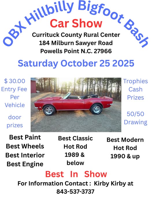 OBX Hillbilly Big Bash event at Currituck County Rural Center in Powells Point, NC on October 25, 2025