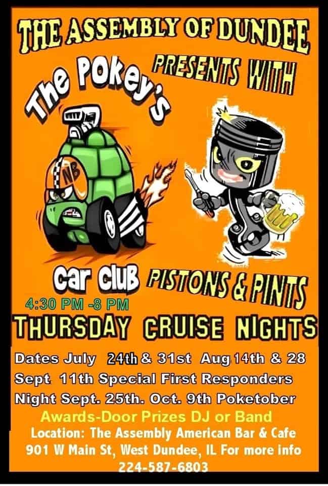 Pistons & Pints Thursday Cruise Nights Dundee IL event at 901 W Main St in West Dundee, IL on August 14, 2025