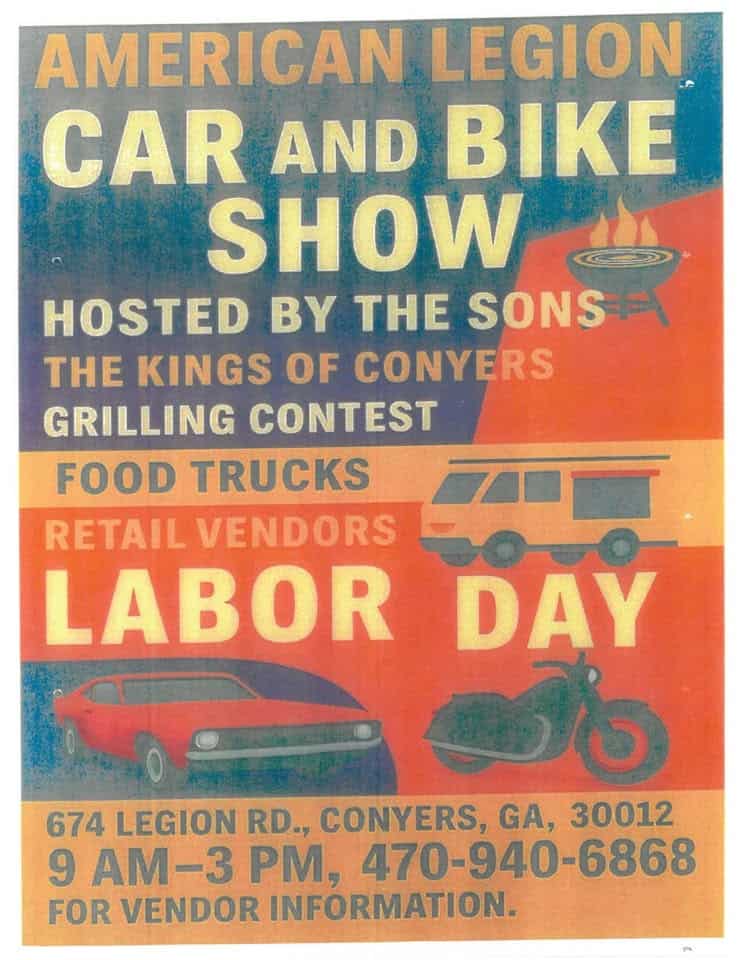 Sons Of The American Legion Car and Bike Show event at 674 American Legion Rd Ne in Conyers, GA on September 1, 2025
