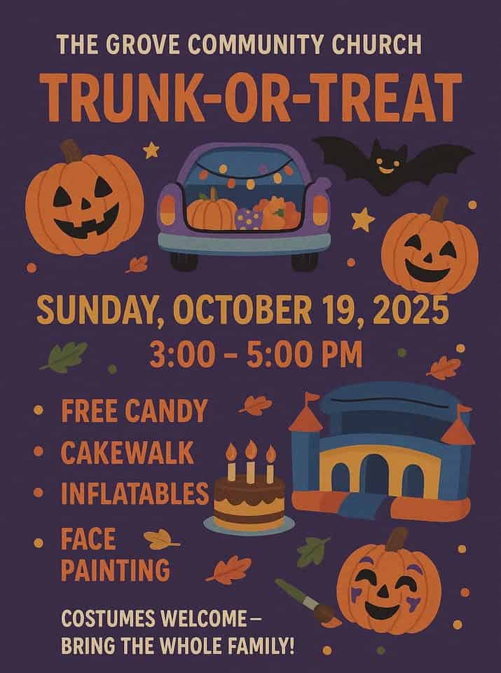 The Grove Community Church Trunk or Treat event at 643 County Road 491 in Clanton, AL on October 19, 2025