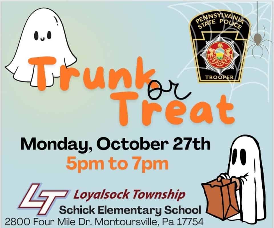 Trunk-or-Treat event at 2800 Four Mile Dr in Montoursville, PA on October 27, 2025