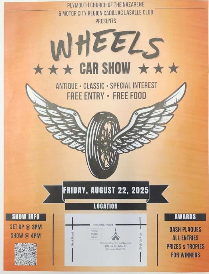 WHEELS CAR SHOW 8/22/2025 event at 45801 Ann Arbor Rd W in Plymouth, MI on August 22, 2025