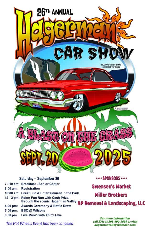 26th Annual Hagerman Car Show event at 381 3Rd Ave N in Hagerman, ID on September 20, 2025