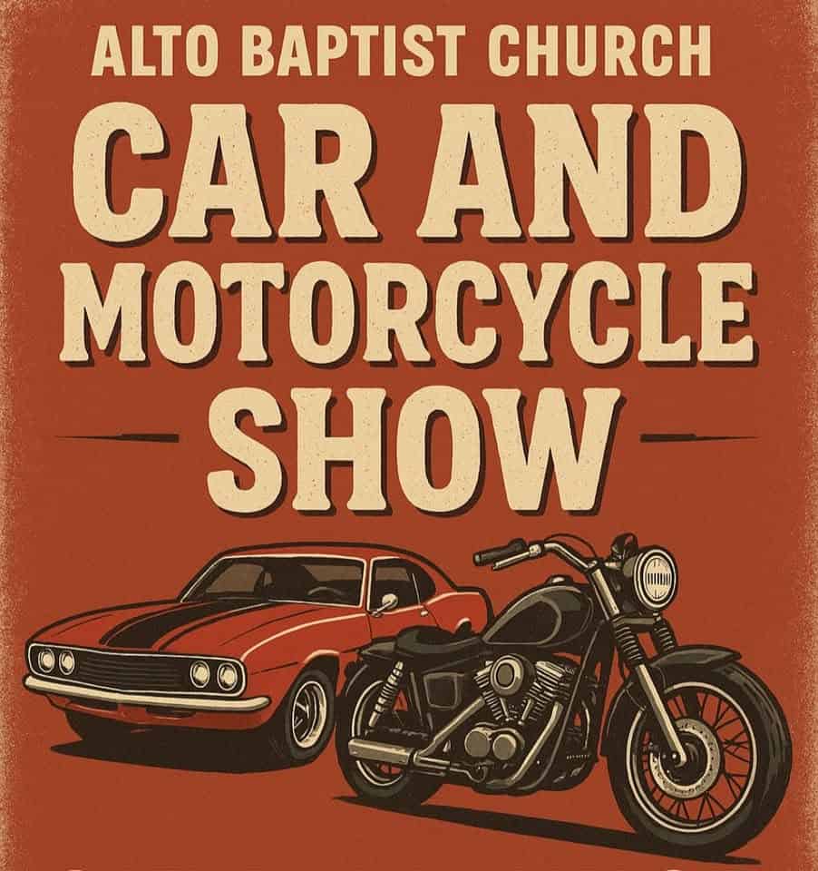 2nd annual Alto Baptist Church Car and Bike Show event at 210 B Grant Rd in Alto, GA on September 27, 2025