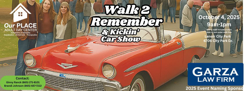 3rd Annual Walk 2 Remember & Kickin' Car Show event at 2639 City Park Dr in Lenoir City, TN on October 4, 2025